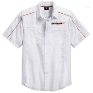 Harley-Davidson Men's Pinstripe Flames Button Woven Shirt